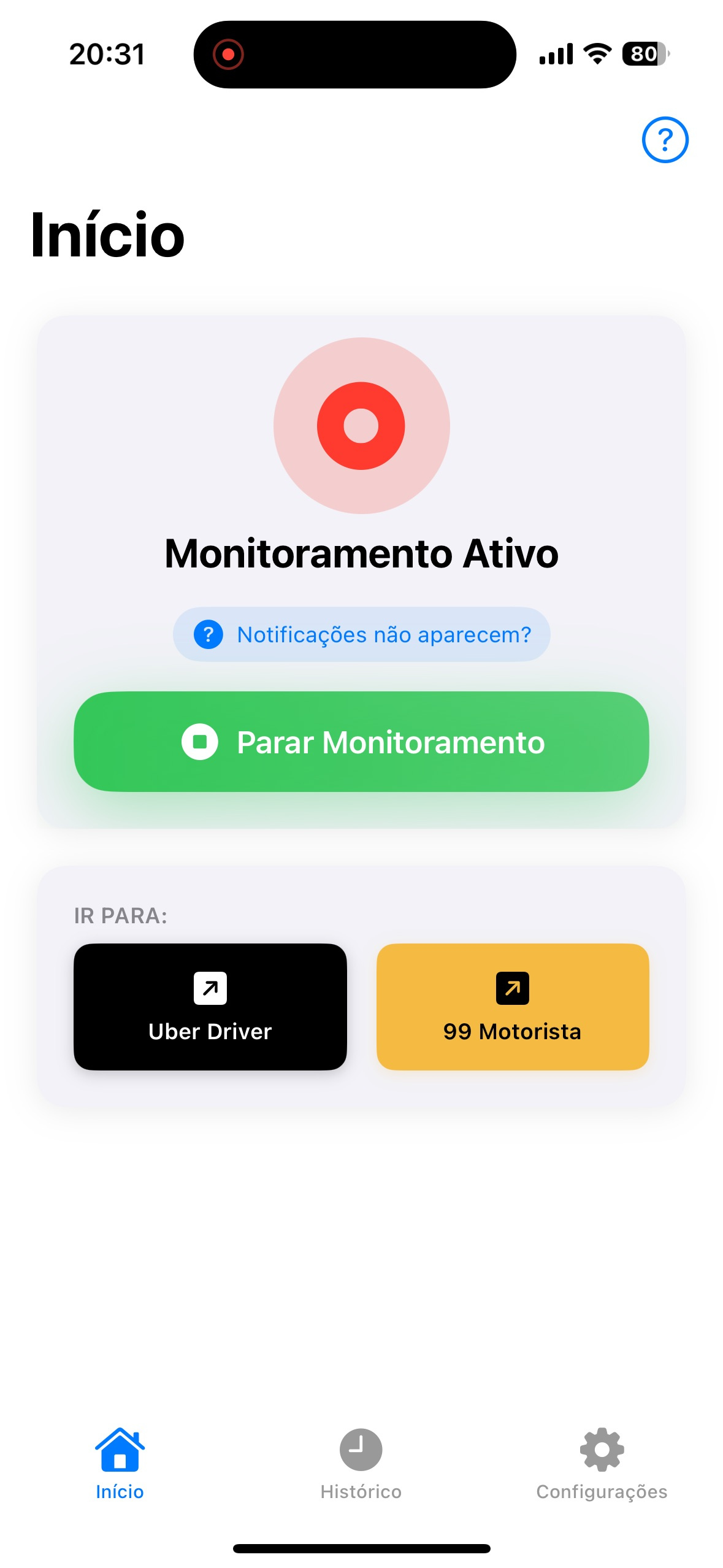 Corridex monitorando corridas em tempo real